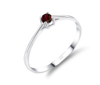 3mm Garnet CZ Silver Ring CSR-150-3